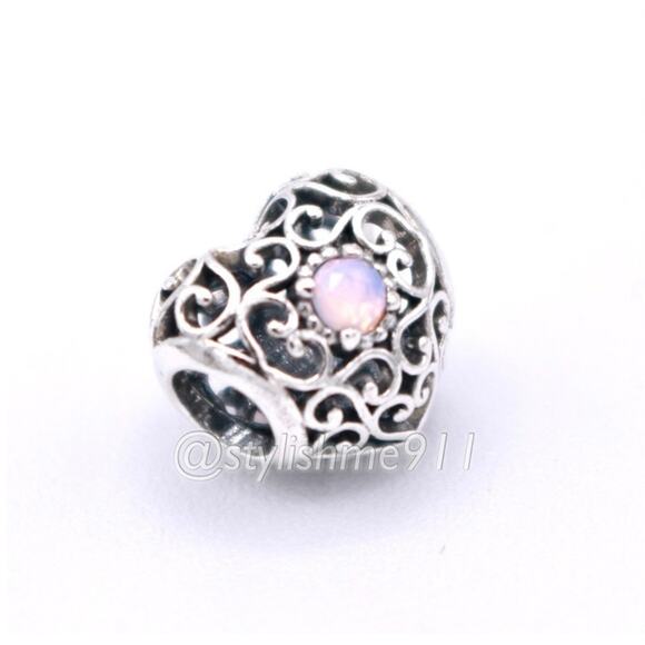 Authentic PANDORA October Signature Heart Charm - 791784NOP - Picture 4 of 7